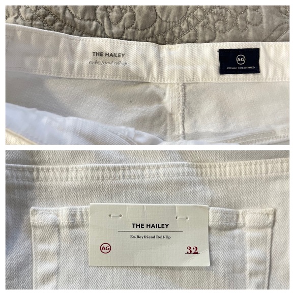NWT AG Hailey Ex Boyfriend Roll-up Cuffed White Denim Shorts Size 32 - Picture 15 of 15